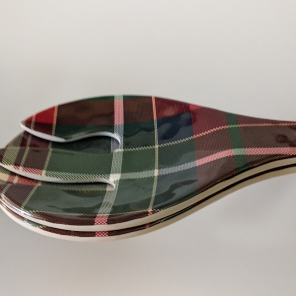 Tommy Bahama Melamine 2 Pc Spoon Fork Set Tartan Red Green - Picture 2 of 5